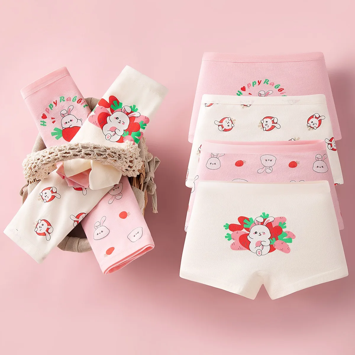 4 قطعة/الحزمة لينة ملابس داخلية للأطفال القطن الاطفال سراويل بوكسر سراويل لفتاة جميلة أرنب الكرتون الفتيات بويشورت الذين تتراوح أعمارهم بين 2-11