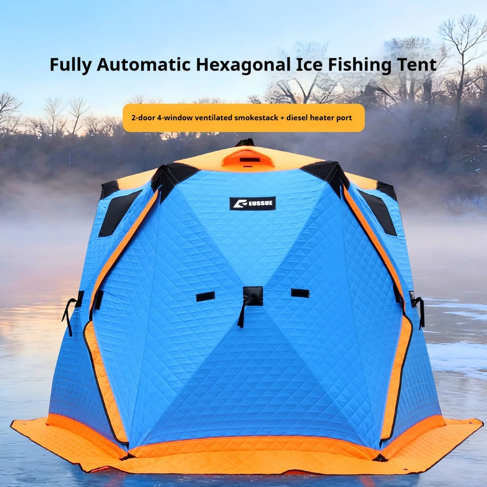 Winter Square Ice Fishing Tent Triple Layer Thickened Cotton Insulated Waterproof Windproof Snowproof Quick Automatic Opening