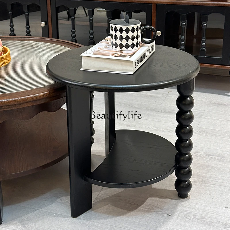 

French Light Retro Small Coffee Table American Style Solid Wood Living Room Sofa Corner Table Coffee Table