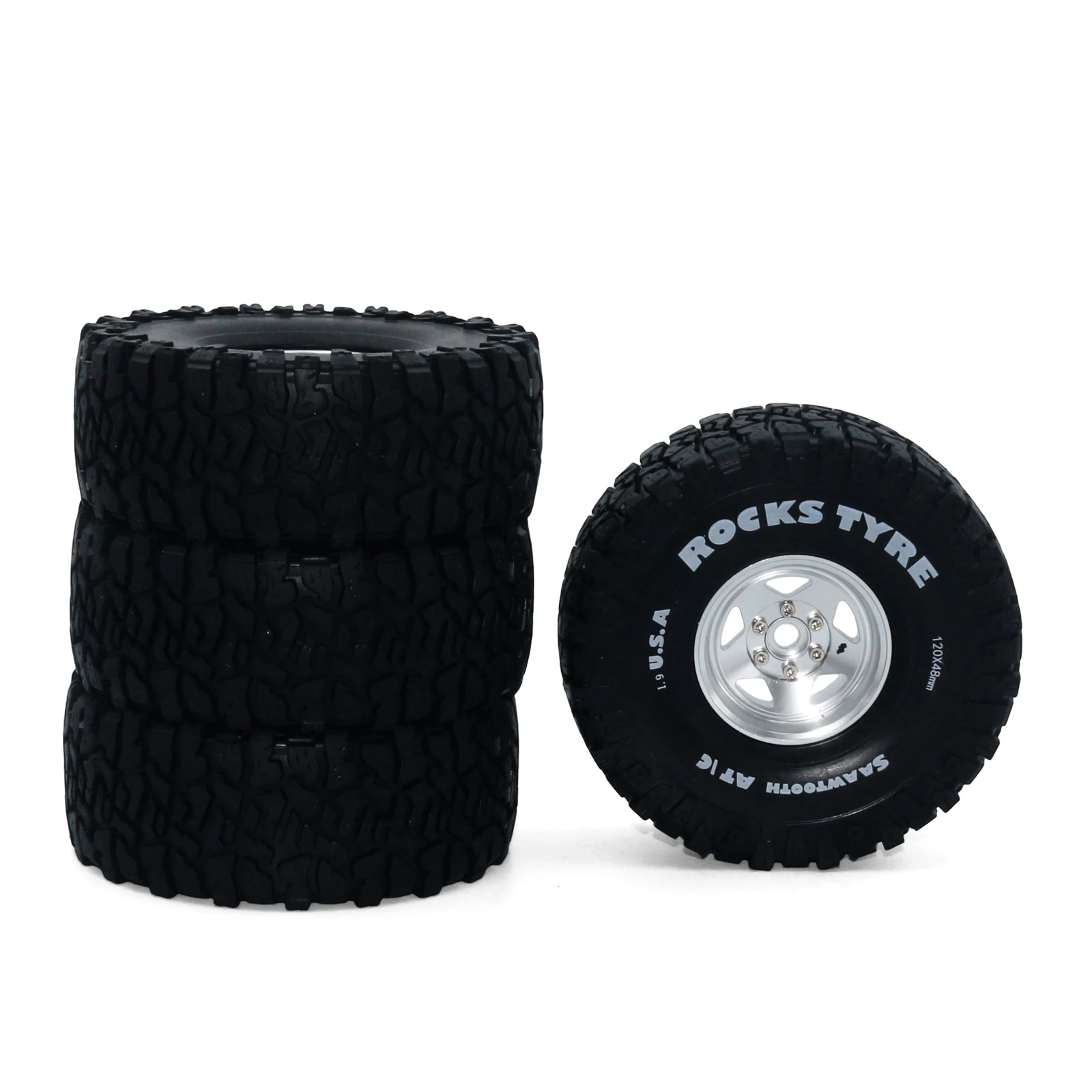 ชุดล้อโลหะขนาด 1.9 นิ้ว พร้อมยางล็อค  เหมาะสำหรับรถ Trx4/Scx10/90046/90047/Scx10 Iii ขนาด 1/10 สำหรับการอัพเกรดรถไต่เขา