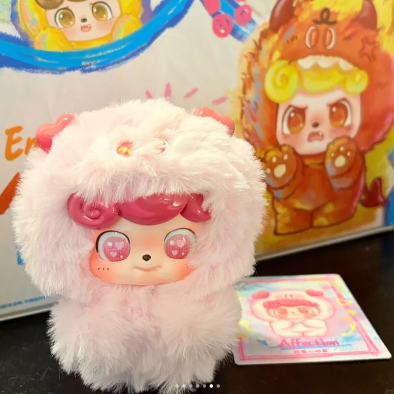 Qbao Emotional Furry Monster Plush Blind Box Trendy Toys Plush Pursh Charm Cute Stuffed Doll Surprise Trendy Toy Birthday Gift