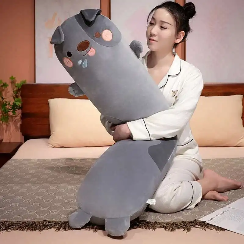 75/100/130 سنتيمتر ضخمة لينة الجسم شريط طويل الكلب وسائد فخمة محشوة الحيوان ديكور المنزل وسادة أريكة الأطفال عطلة دمى هدايا