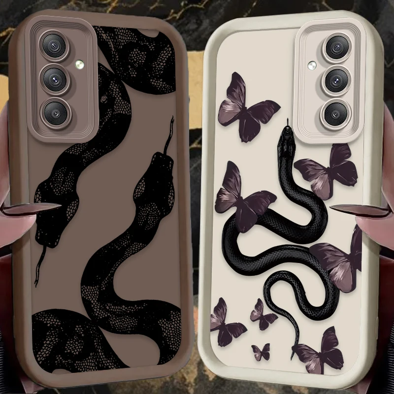 Cute Doodle Snake Silicone Phone Case for Samsung Galaxy A55 A35 A25 A15 A05 A05S A24 A13 A23 A12 A22 A32 A52 A52S A71 A72 A51