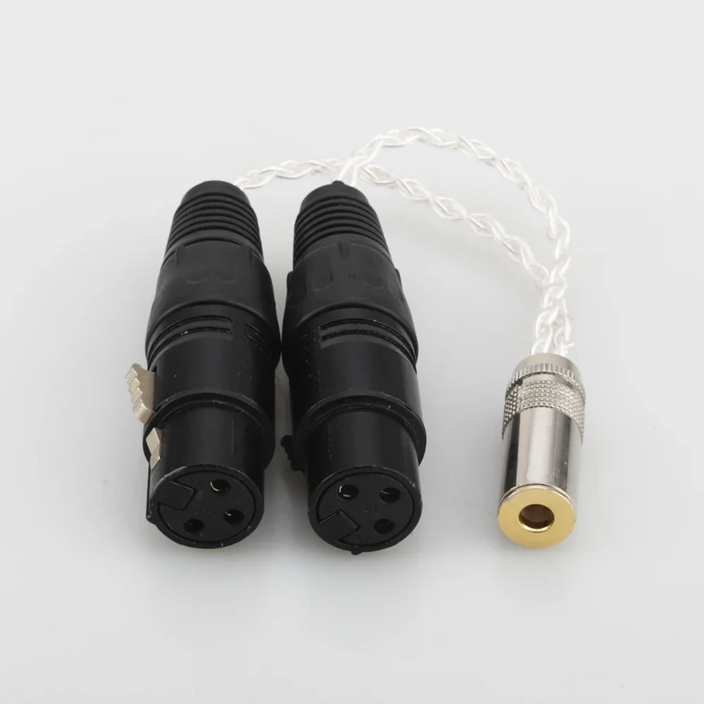 Audiocrast 8 núcleos plateado 4,4mm hembra equilibrada a doble 2x 3 pines XLR hembra Cable adaptador de Audio 4,4 TRRRS a conector XLR
