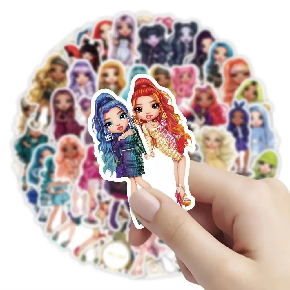 50 Uds. De muñecos de arcoíris bonitos de dibujos animados, pegatinas creativas de grafiti personalizadas, pegatinas impermeables para ordenador