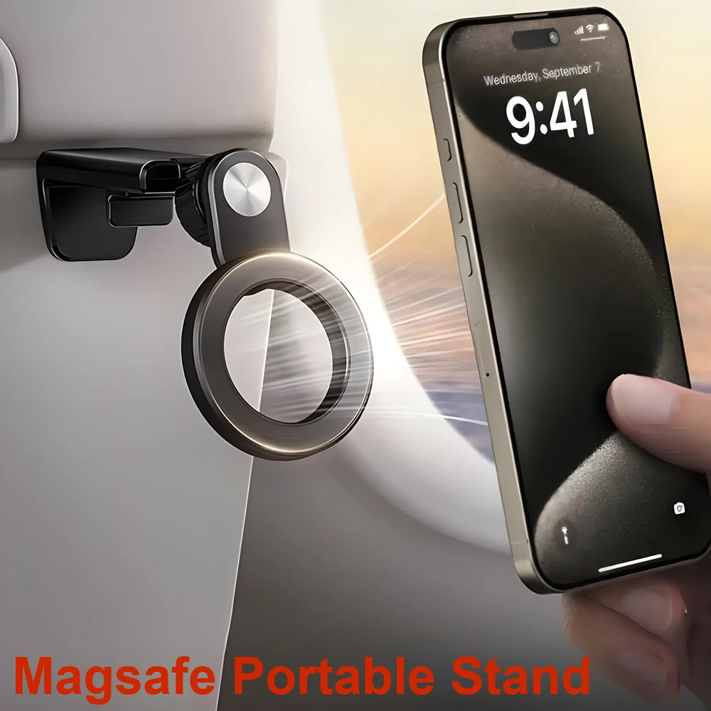 Magnetic Airplane Phone Holder for iPhone 360° Rotation Travel Desk Phone Mount Adjustable Stand for magsafe Car Phone Hold G3R0