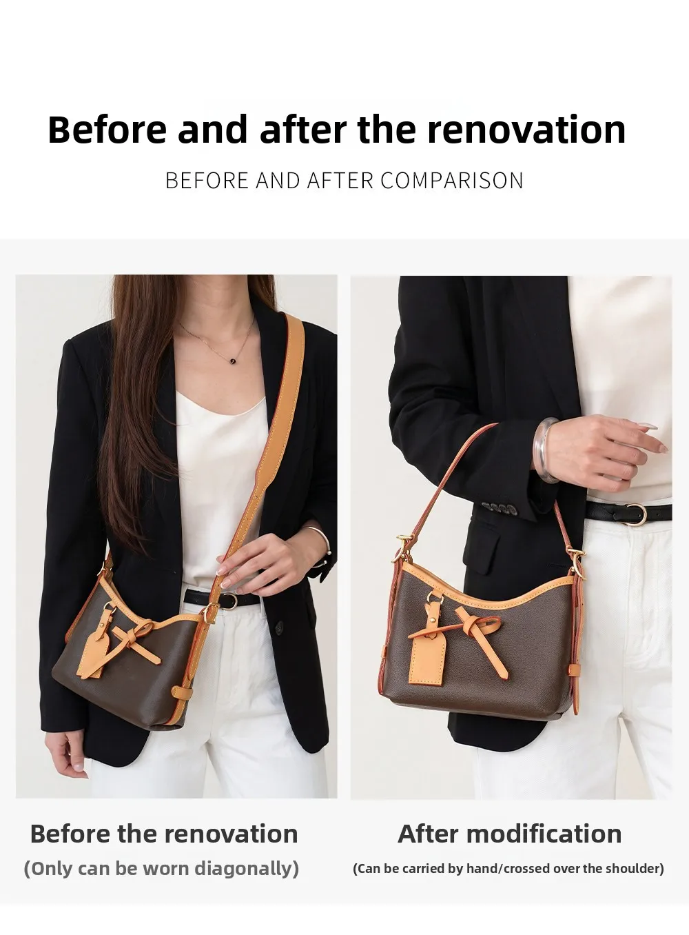 Adjustable Vachetta Leather Replacement Shoulder Strap For Carryall Nano Bag Crossbody Bag Strap Accessories