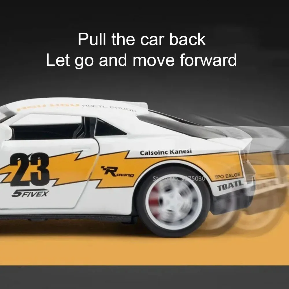 1:32 GTR50 스포츠카 모델 합금 다이캐스트 장난감 차량 문 열림 풀백 사운드 라이트 미니어처 자동차 테이블 장식