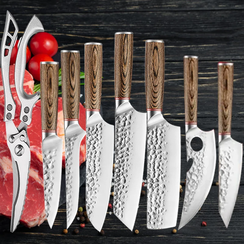 Professional Kitchen Knives Scissor Set BBQ Knife Multifunctional Butcher's Cleaver Knife Stainless Steel Slicing Slicing Knives