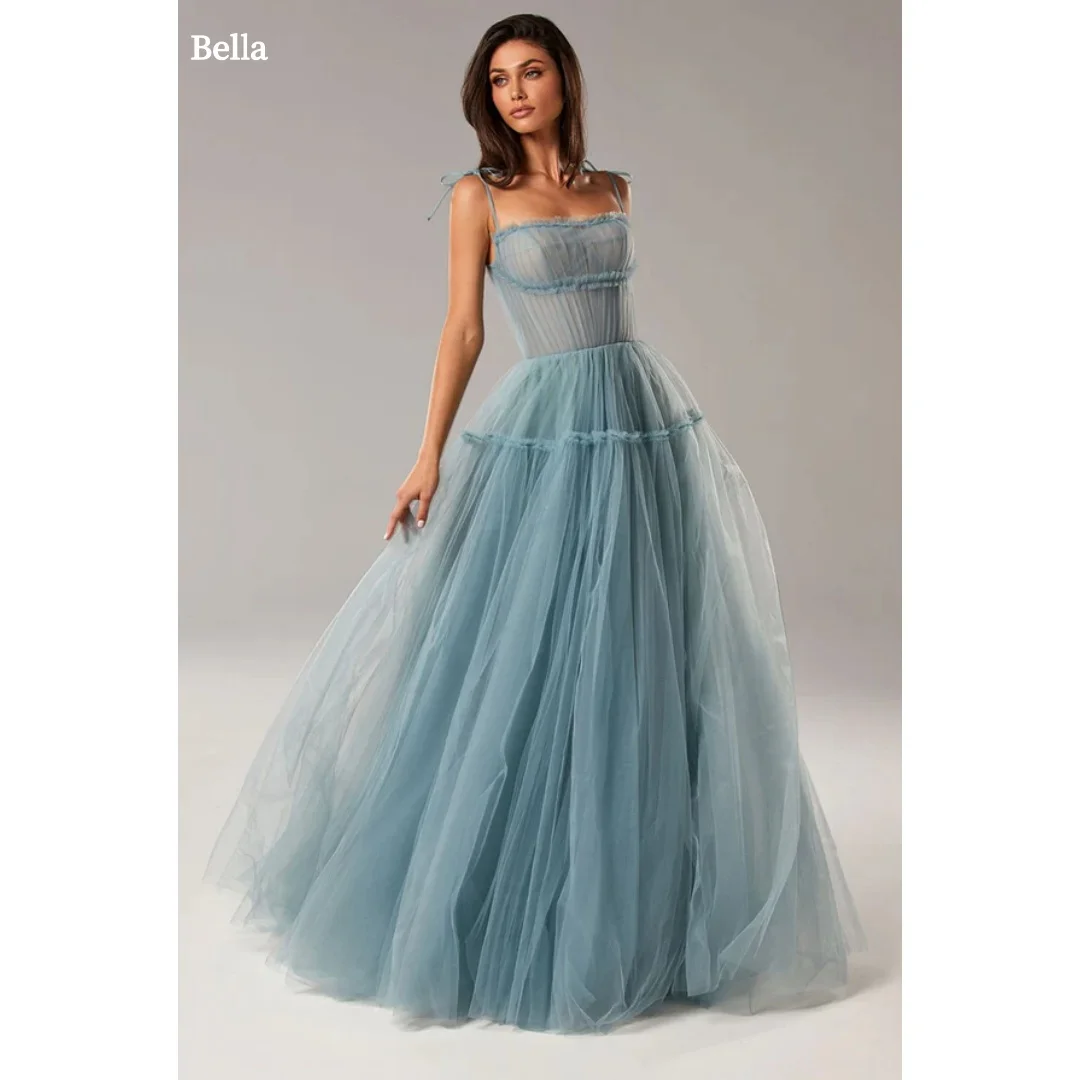 

Bella Customized Blue Spaghetti Strap Strapless robes de soirée Backless Party Dresses Mesh Fabric Floor-Length Prom Dress 2025