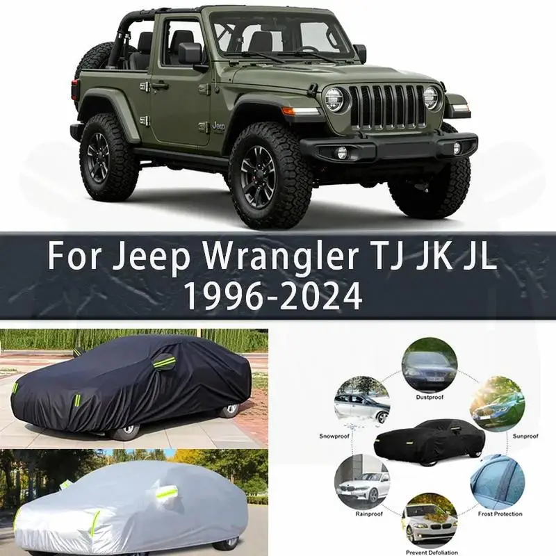 

For Jeep Wrangler TJ JK JL 1996 2024 Full Outdoor Protection Waterproof Dustproof Exterior Cover Sunshade Alternative Car Cover
