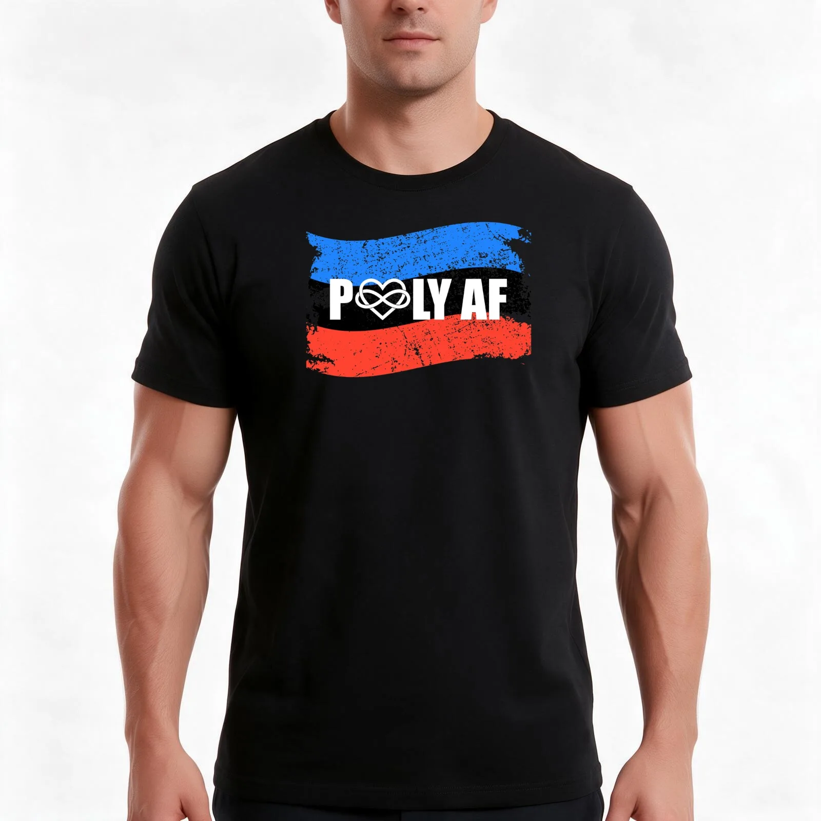 Poly Af Polyamorous Flag Polyamory Pride graphic T-Shirt, Summer Casual Cotton Tee, Oversized Streetwear Tops, Unisex Men Women