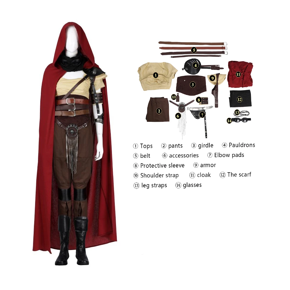 Halloween Party Furiosa Cosplay Movie Furiosa Max Costume High-Quality Adult Women Windproof Mirror Jacket Pants Cape Costume