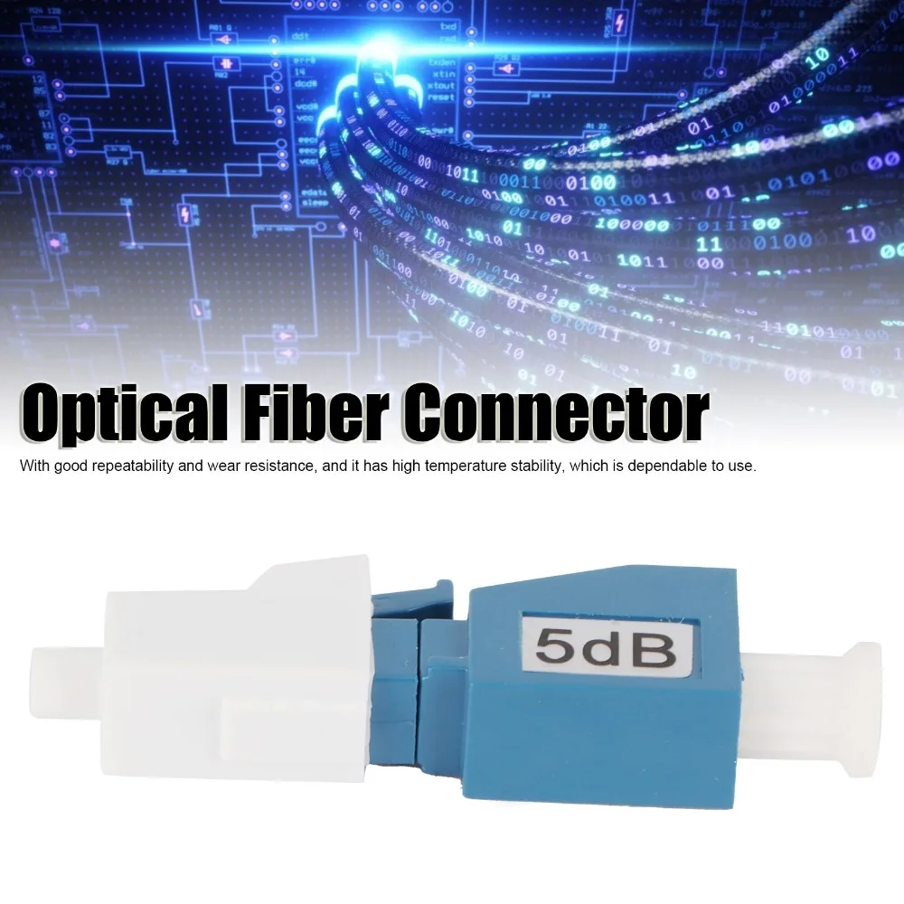 5dB LC/UPC Single Mode Fiber Optic Connector High Return Loss Fixed Fiber Attenuator Stable Optical Power Male Female Adapter