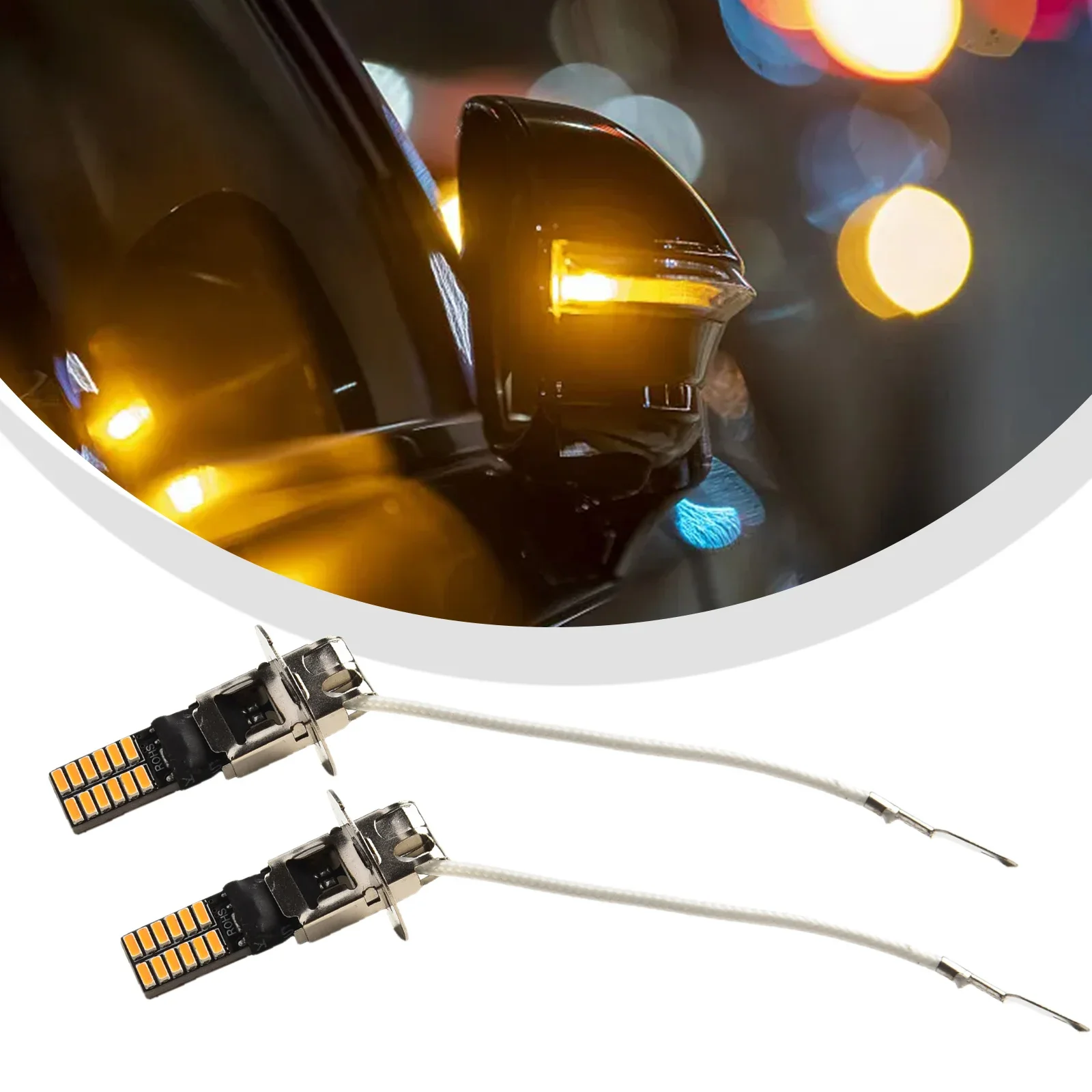 自動車用 LED フォグランプ 4014 24SMD LED ライト 洗練されたデザイン H3 LED フォグランプセット 最大出力 4 8W の強力な照明