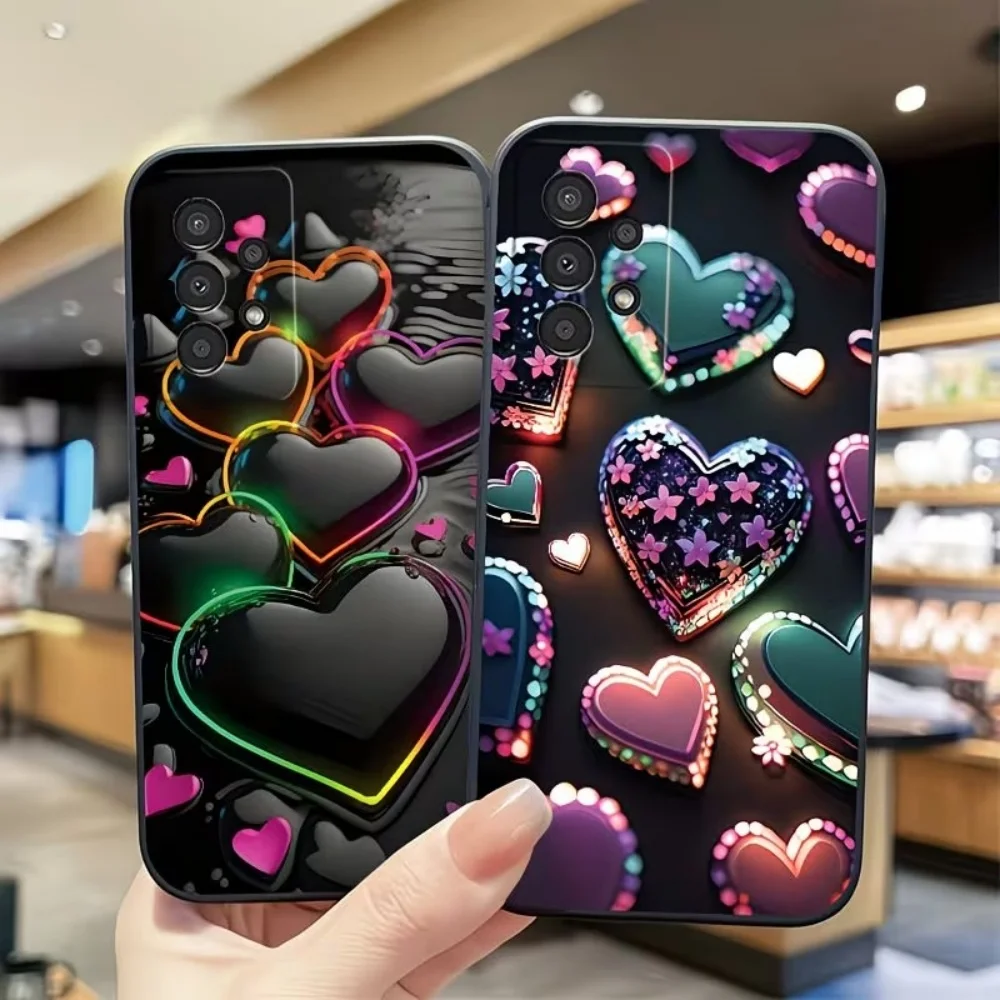 Glowing Heart Anti Fingerprint Phone Case For Samsung Galaxy A73 A72 A71 A70 A56 A55 A54 A53 A52 A51 A50 S 4G 5G Protect Cover view 5