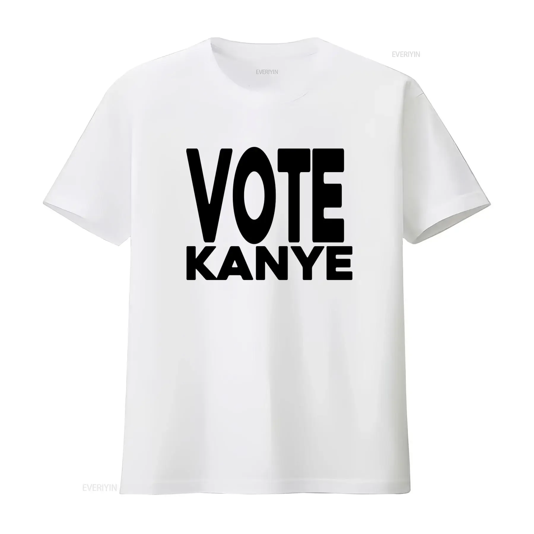 Vote Kanye Cotton T Shirt for Fashion Streetwear vintage Washed homme graphic Versatile streetwear Slightly Casual Stylish
