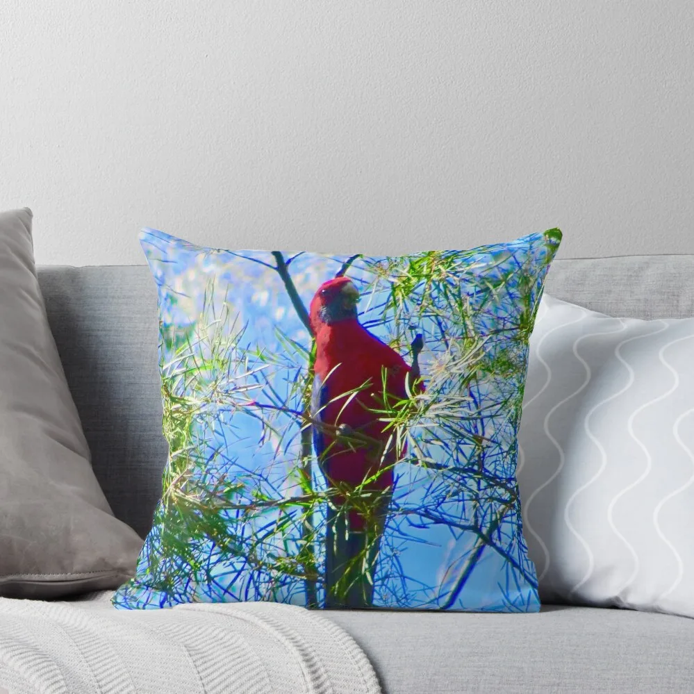 A Crimson Rosella feeding in the Bush! Throw Pillow pillow cover christmas Cushion Cover For Sofa pillow