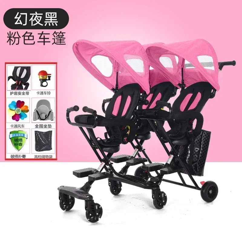 

Triplet Baby Strolling Tool Triplet Baby Strolling Cart Baby Folding Can Sit Lie Down Stroll Cart - Children's Cart