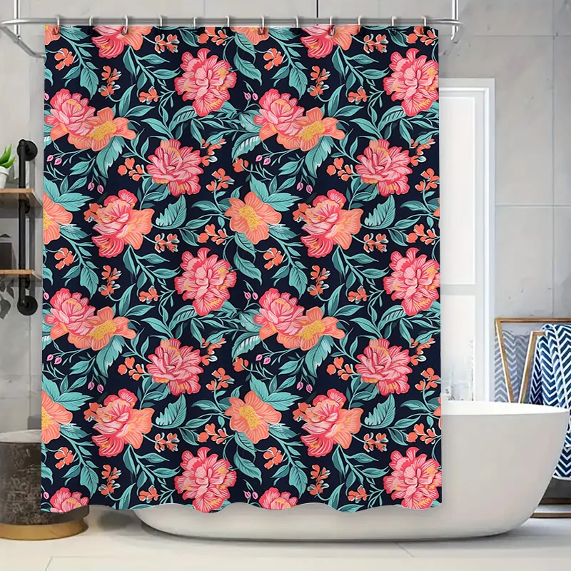 Cortina de ducha de moda con estampado floral perfecta para agregar un pop de color para la decoración del baño Compre ahora en AliExpress.