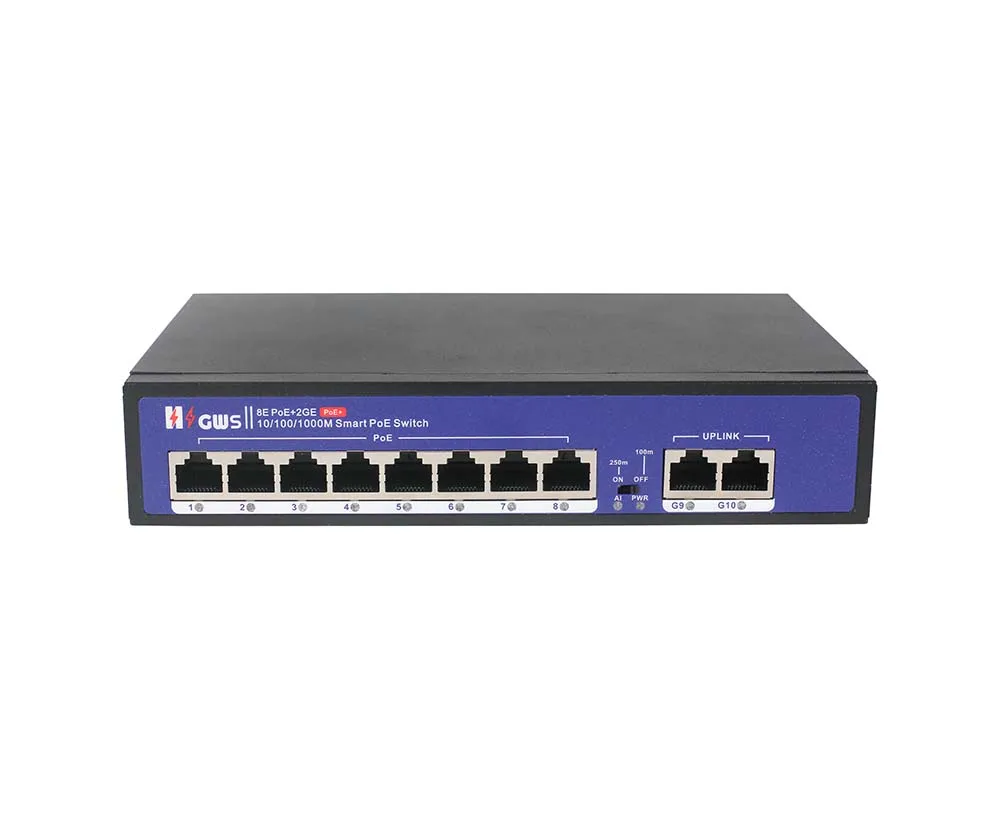 

ODM 8*100M PoE Port with Gigabit Uplink RJ45 Port Smart AI PoE Switch VLAN Function