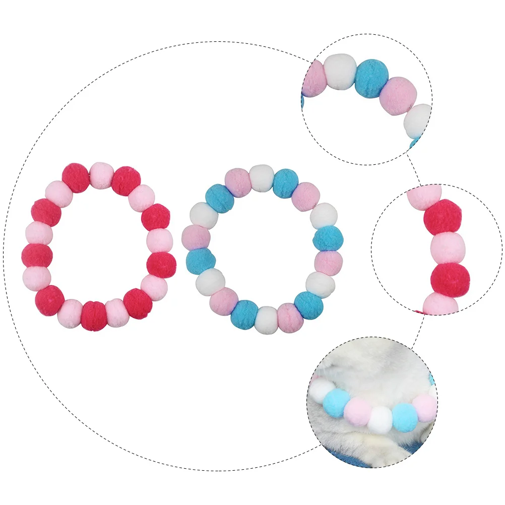 

2pcs Colorful Set For Cats Dogs Ball Pet Necklace Festival Party Outdoor Wedding Accessory Lightweight Washable Cat Ball