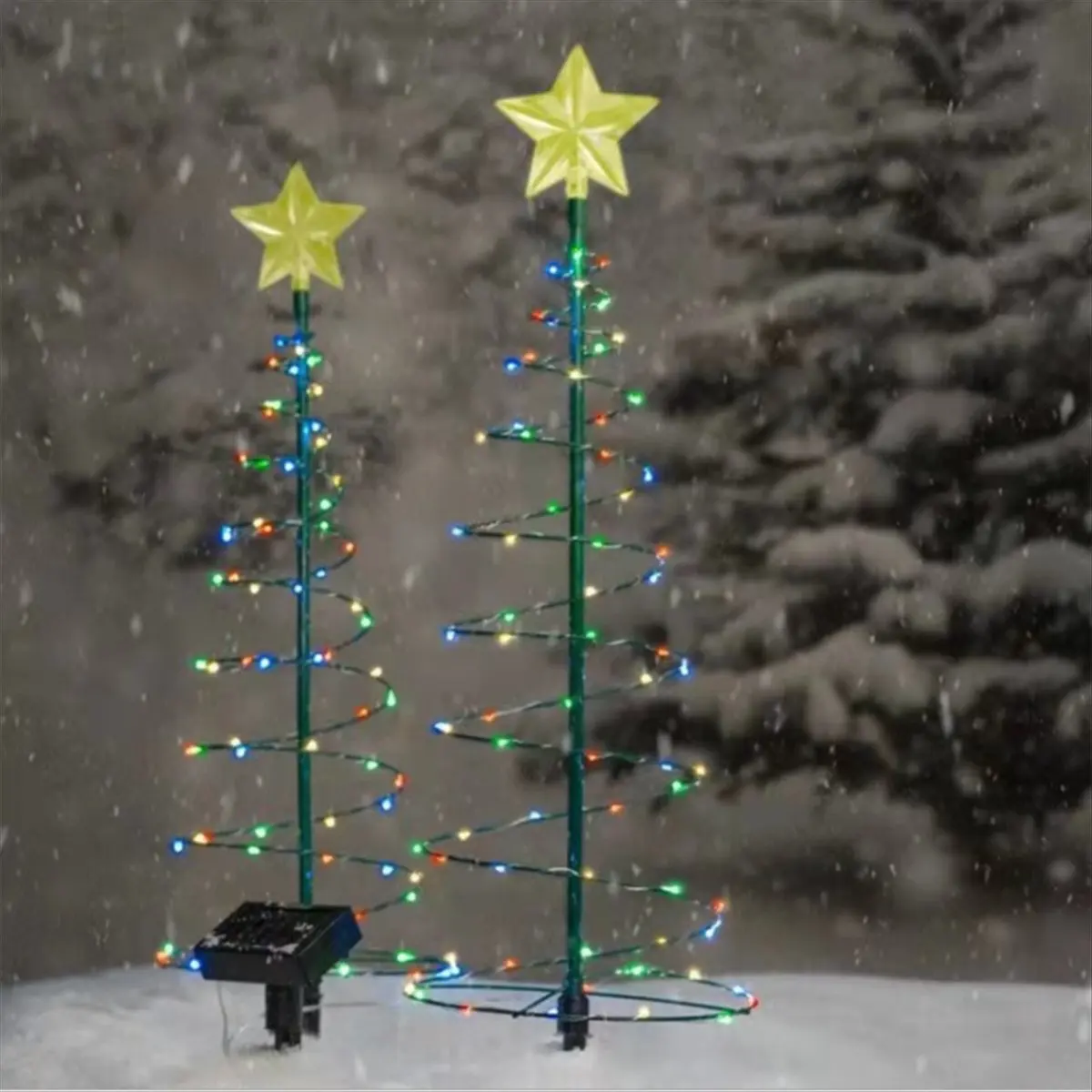 Efficient- Solar Christmas Trees Lights LED Outdoor Garden Christmas Lamp String Waterproof for Patio Walkway Light Color Lights