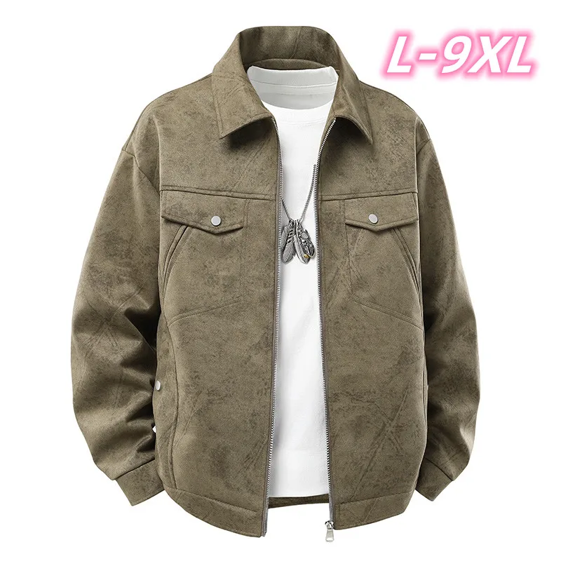 

Trend Baseball Collar Leather Jacket for Men's High End Suede Casual Short Coat Social Business Motorcycle Jacket Streetwear