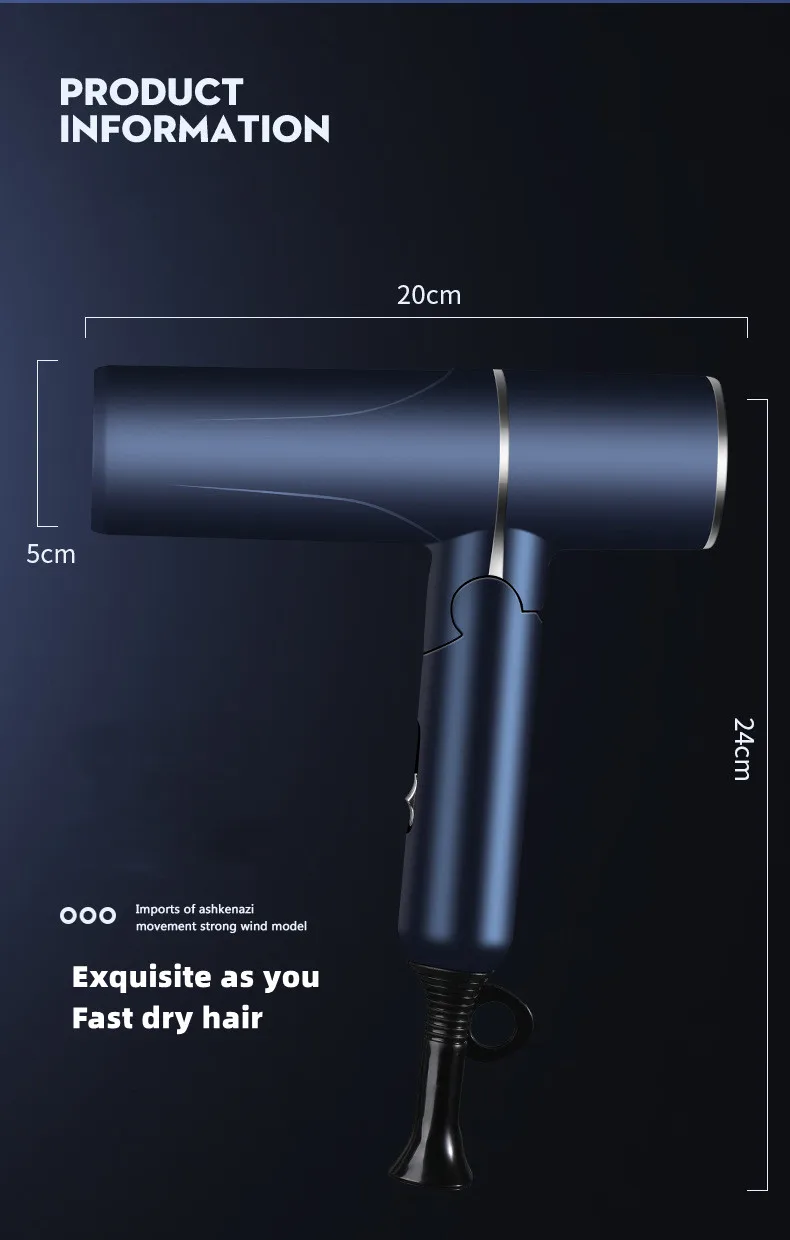 New Foldable Hair Dryer Blue Light Negative Ion Hair Care 1200W High Power Fast Drying Home Student Dormitory Travel Hair Dryer