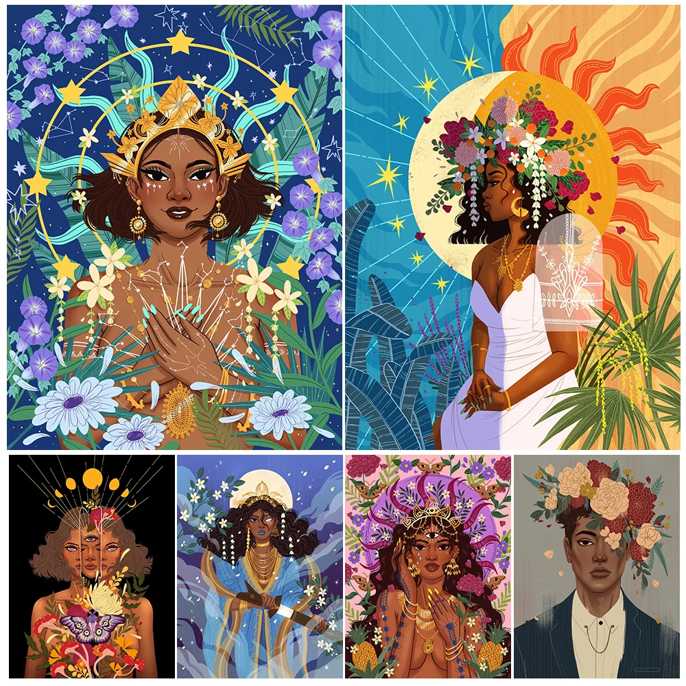 

Cartoon Girl Moon Princess Illustration Woman Poster Wall Art Canvas Painting Home Decor Wall Pictures For Living Room Unframed