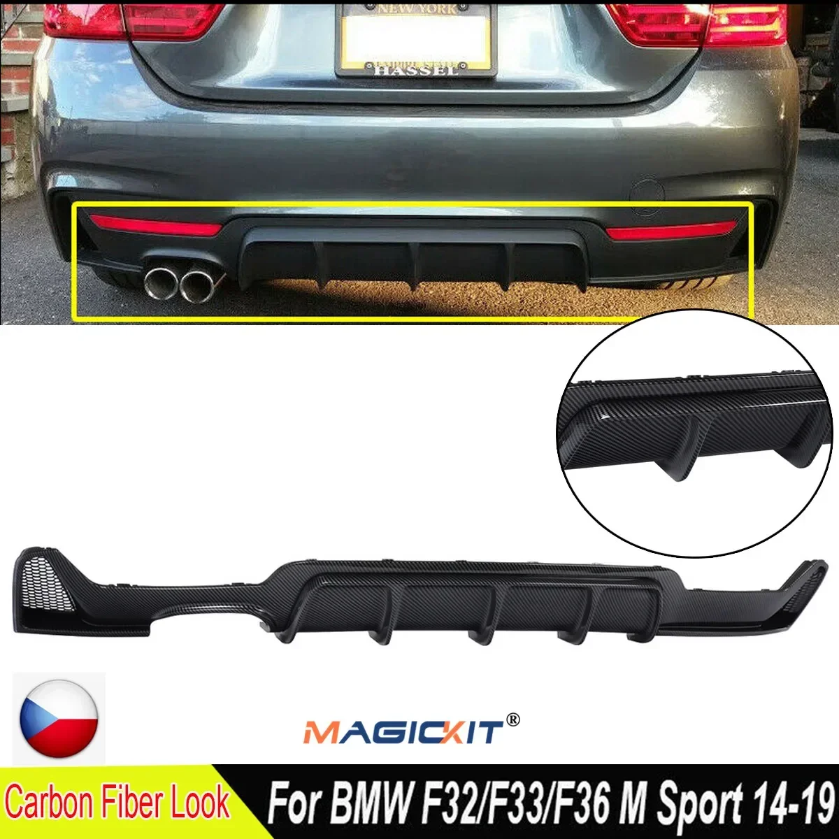 

MagicKit M Performance диффузор, губа на задний бампер для 14-18 BMW F32 F33 F36 4-Ser 428i 430i