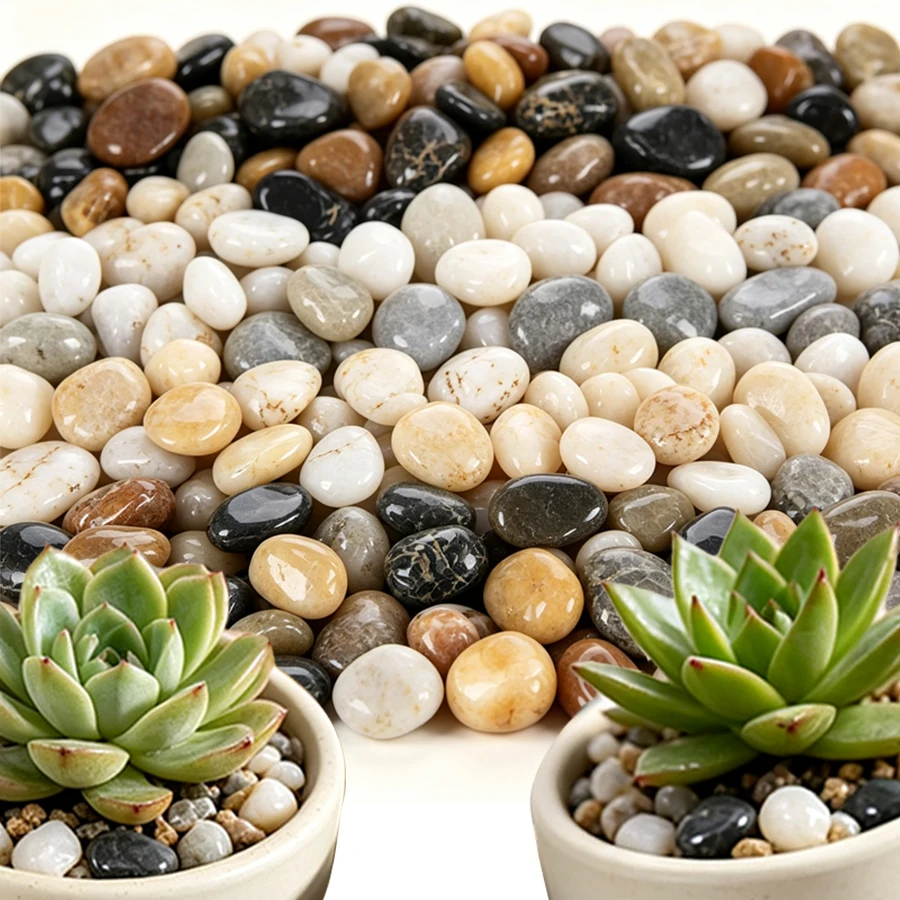 350/700g Polished Pebble Stones, Smooth Decorative River Rock for Succulent Pot Top‑dressing, Bonsai Soil Cover, Vase Filler XJM