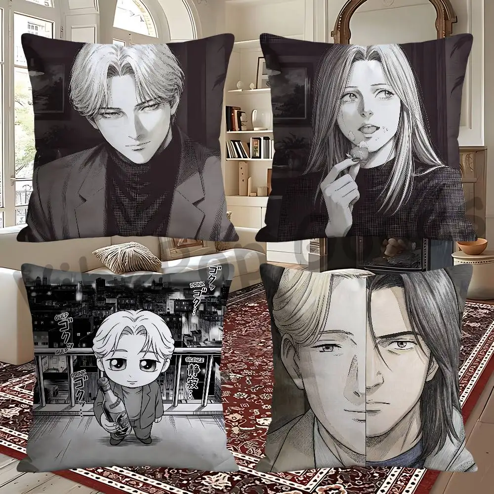 M-MonsterS Anime Johan L-Liebert Square Cushion Cover Weird Aesthetic Library Book Page Print Pillow Cover