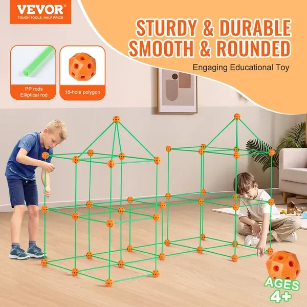 Glow In The Dark! Christmas Gift! Tent Fort Building Kit for Kid Glow In The Dark STEM Construction Toy 140P