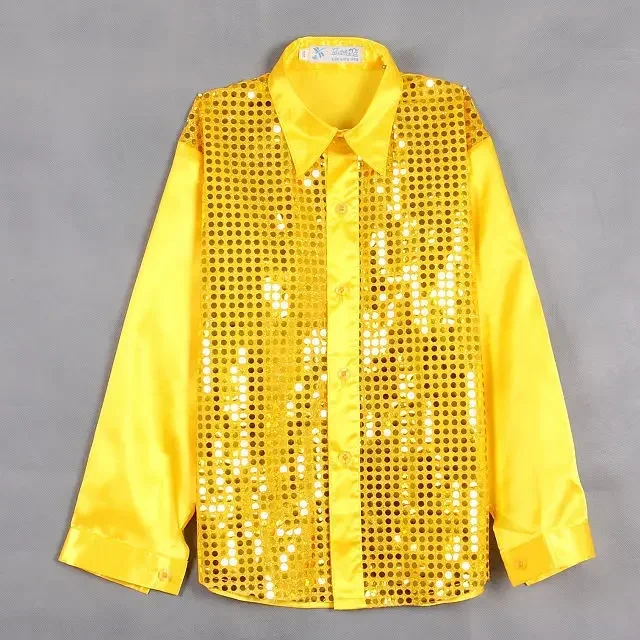 Children's Show Shirt   Sparkling Sequins Stage Costumes Dancing Chorus Shirt Men Show