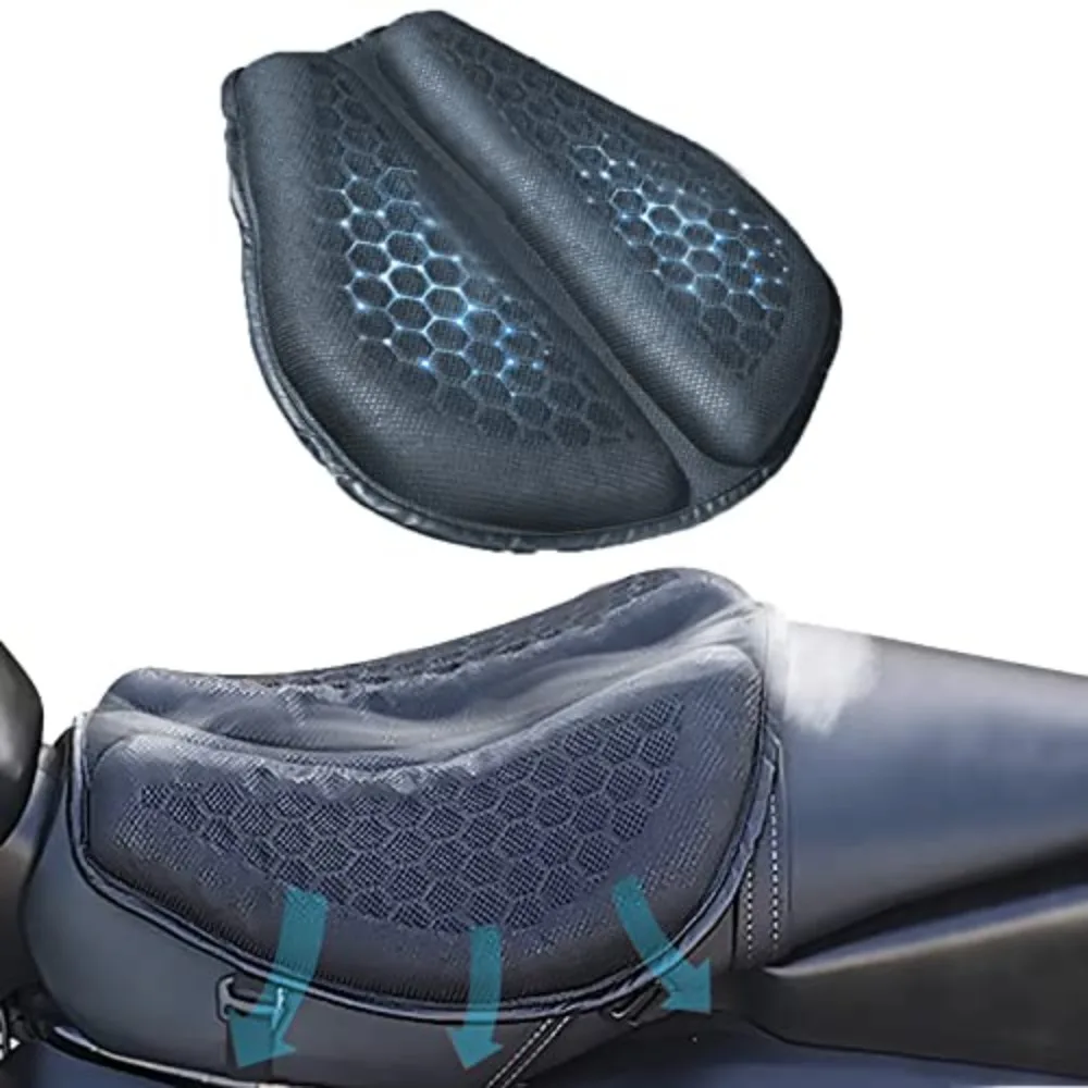 Motorcycle Seat Cushion Foldable Gel Seat Cover Pad Universal 3D Honeycomb Structure Seats Cushion W/Breathable for Long Rides