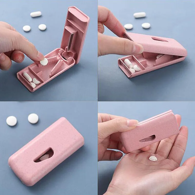 Mini Portable Pill Cutter Medicine Box Pill Crusher Grinder Splitter Tablet Cutter Divider Storage Case Pill Box Pill Cases