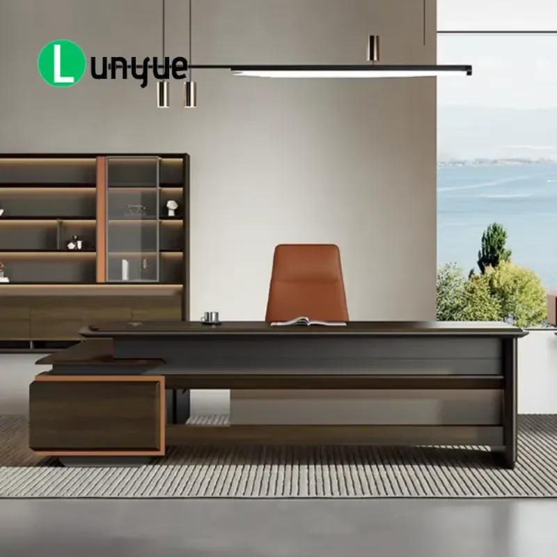 Modern Light Luxury Adjustable Desk with File Drawers Durable High End Elegant Office Furniture for Home Workspace Storage