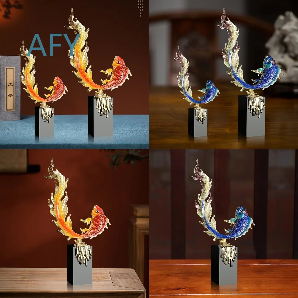 Enamel Painted Koi Fish Ornament for Home Decor Living Room Bar Cabinet Entryway Display Wholesale for Fish Tank Aquarium for