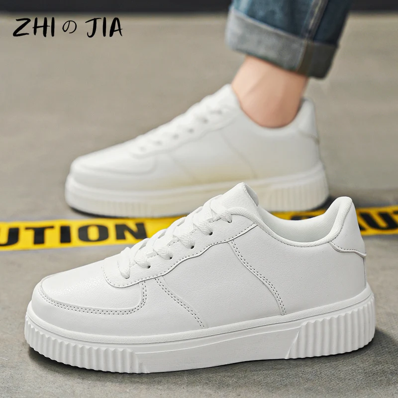 37-50 Ultra Light Plus Size Shoes Black Classic Men\'s Footwear Fashionable Leather Casual Matching Shoes Youth Flat Sneaker