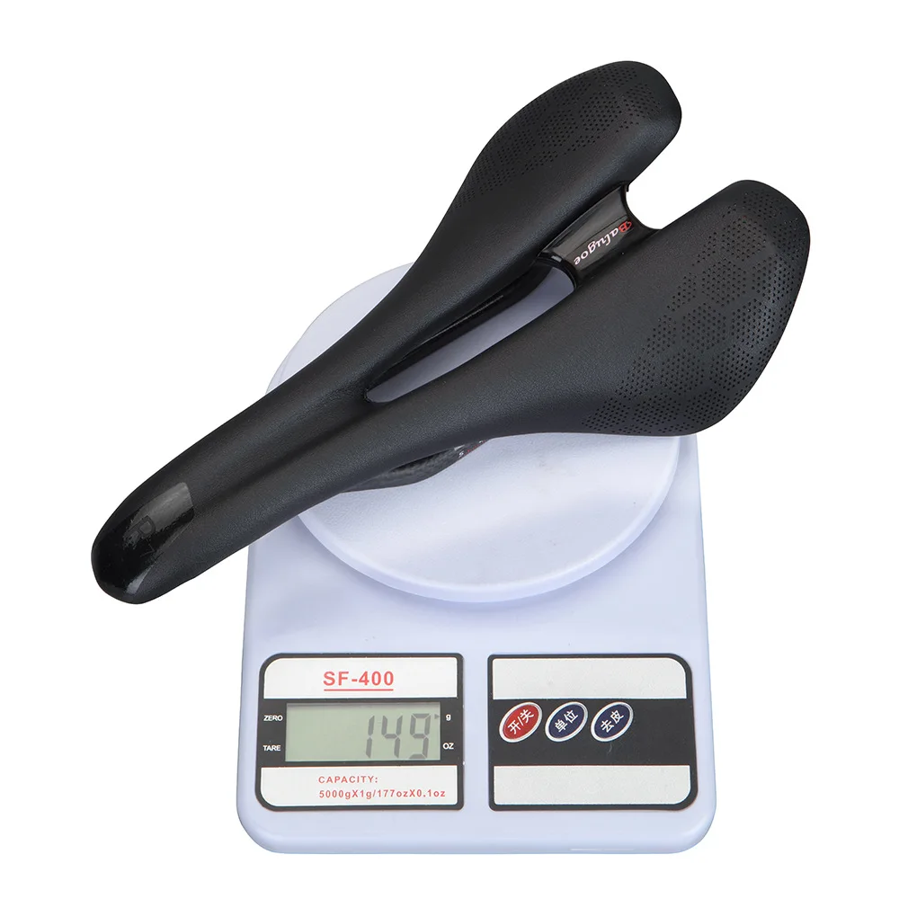 Super Light Leather Bike Saddle, Ultralight, Racing, Full Carbon Rails, Hollow Design, Road Bicycle Seat Cushion, 7x10mm