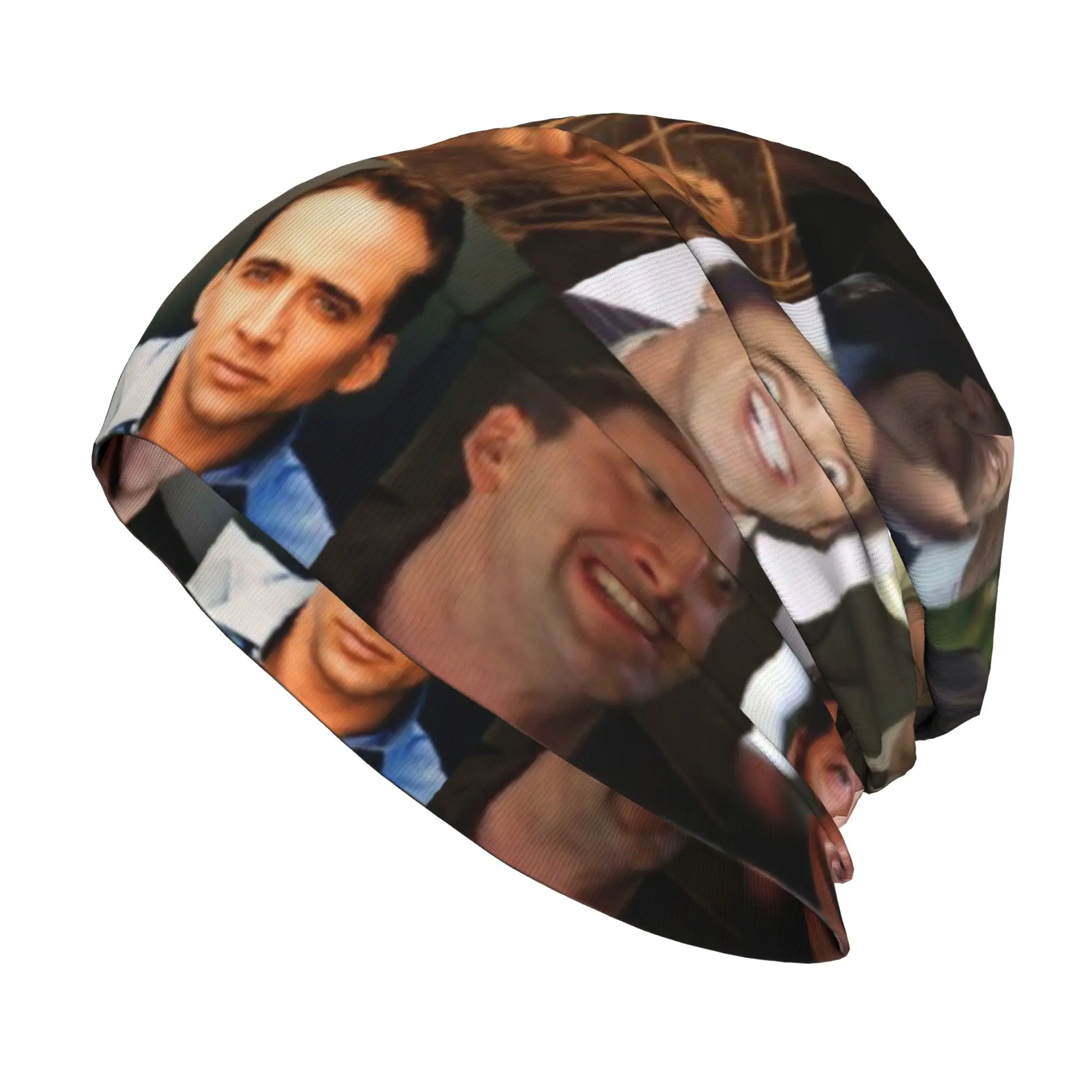 Nicolas Cage Skull Cap Beanie Lightweight Funny Nicolas' Face Cycling Hat for Men Women