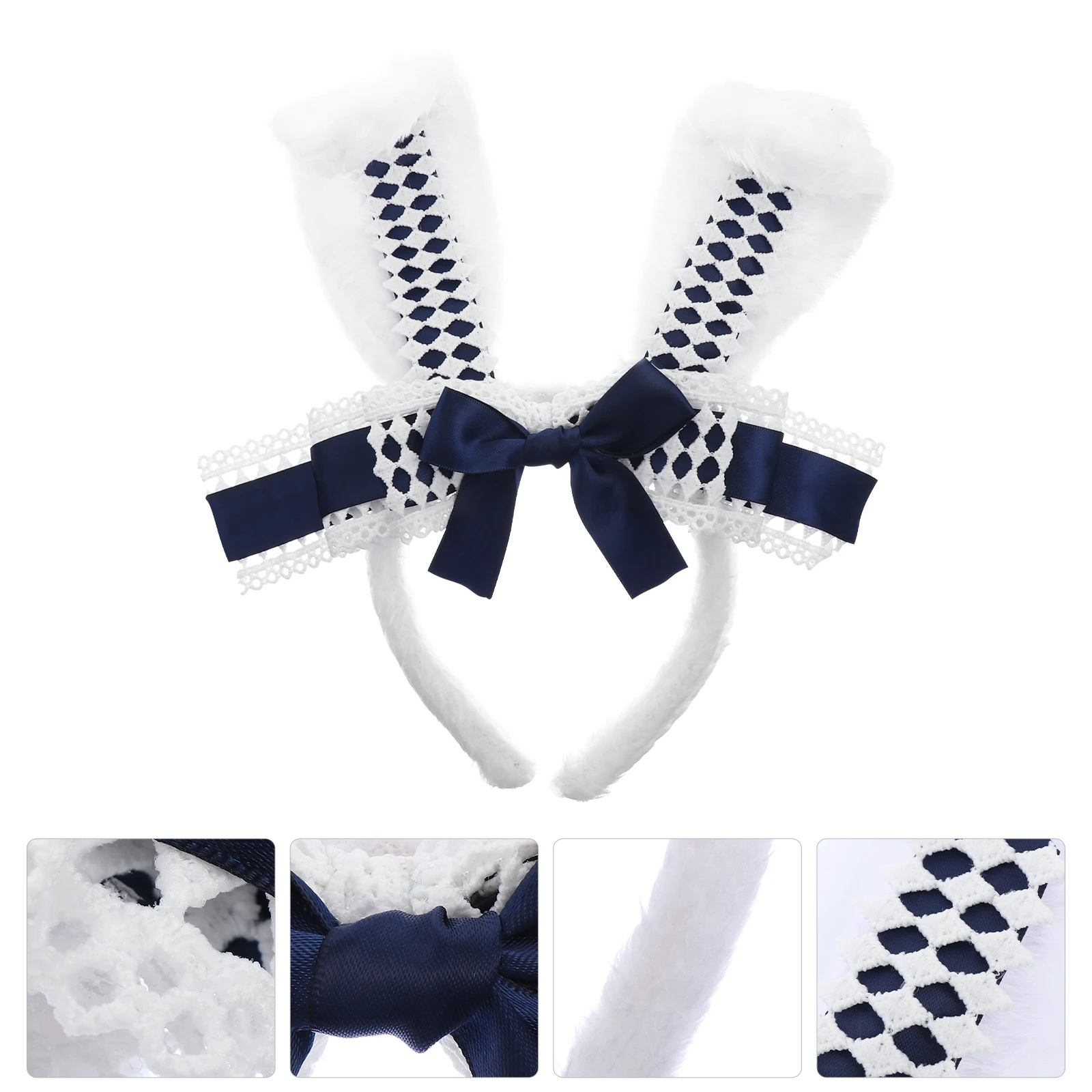 

Soft Rabbit Ear Headband For Women Cosplay Party Costume Accessory Bowknot Hair Hoop Gothic Lolita Fashion Headdress