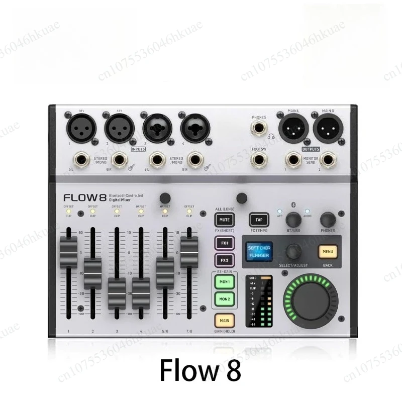 8 Channel Portable Digital Mixer USB Bluetooth Audio Interface For Podcast Live Streaming Recording