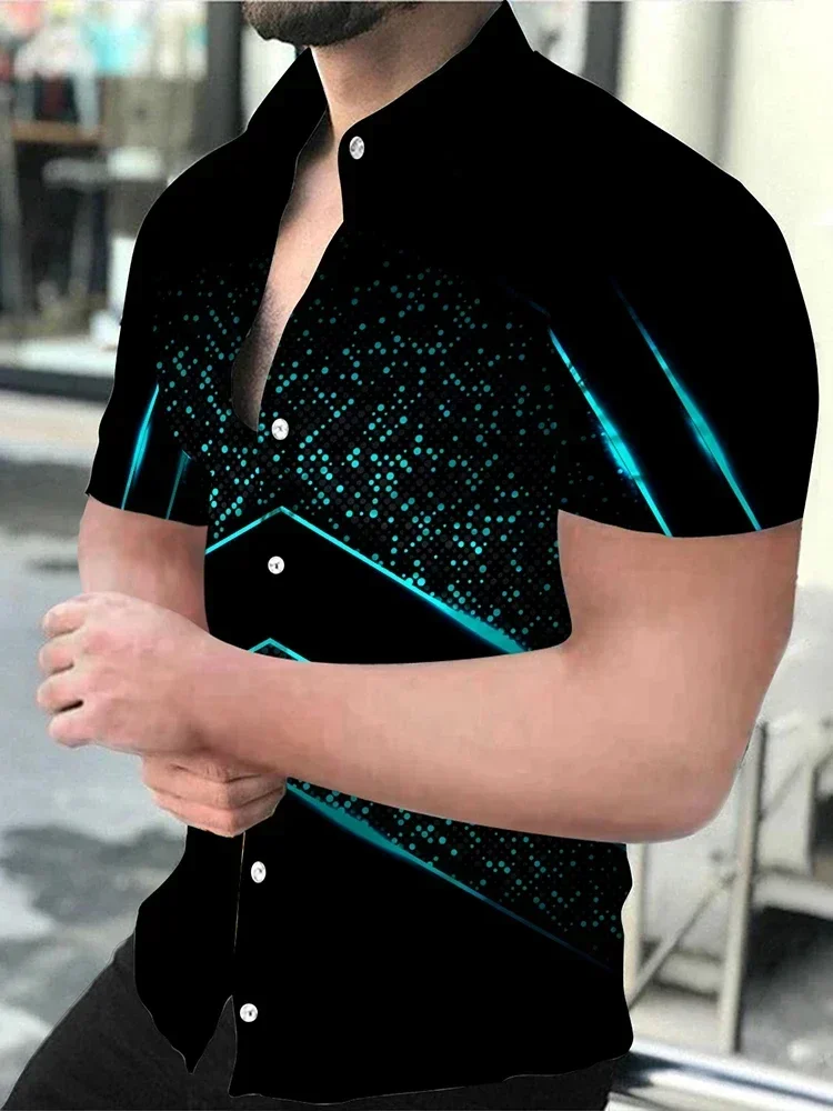 Chemise boutonnée imprimée en 3D pour hommes, chemisier respirant, chemise de plage à revers, vêtements d'affaires décontractés, mode de luxe