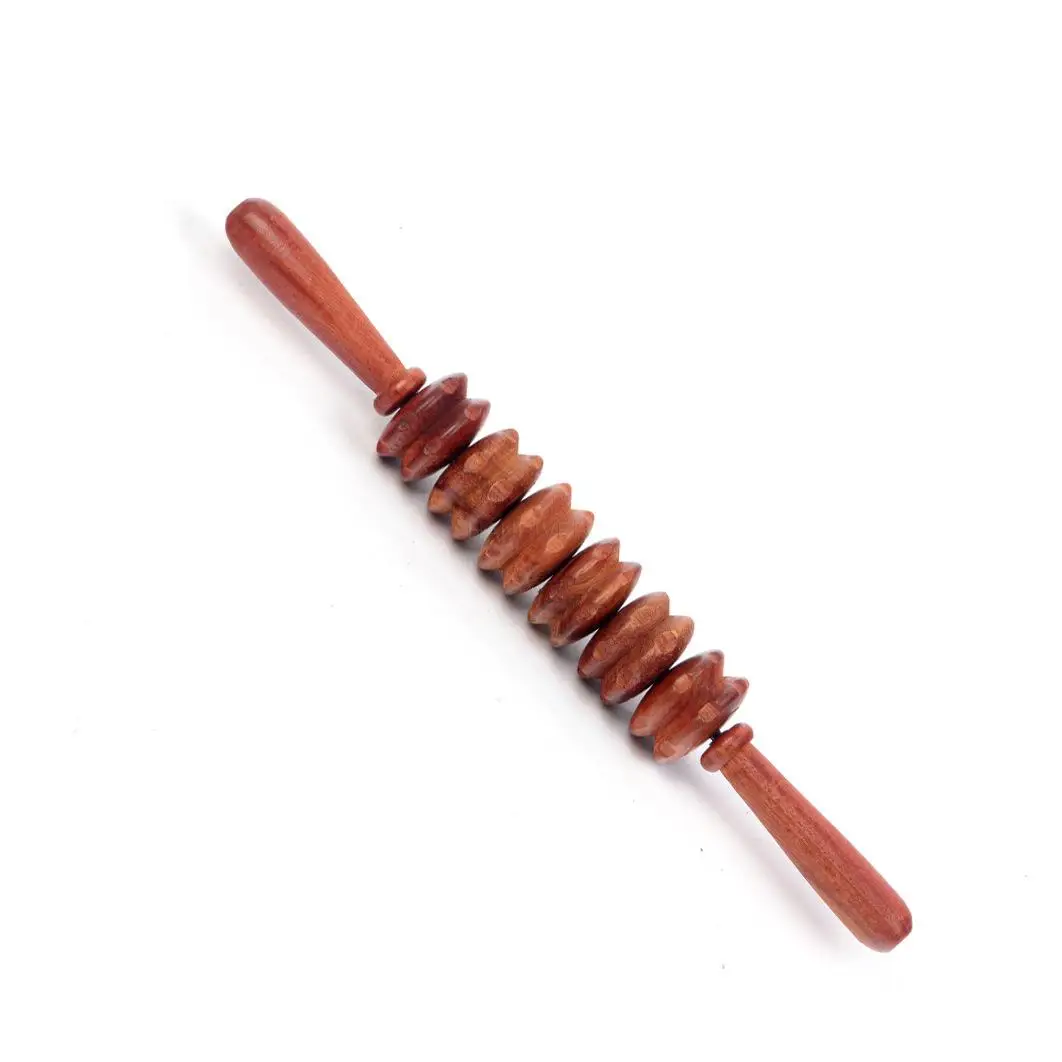 Wooden massage stick mahogany massage roller wenge push back with both hands wooden legs belly ball rolling back trumpet
