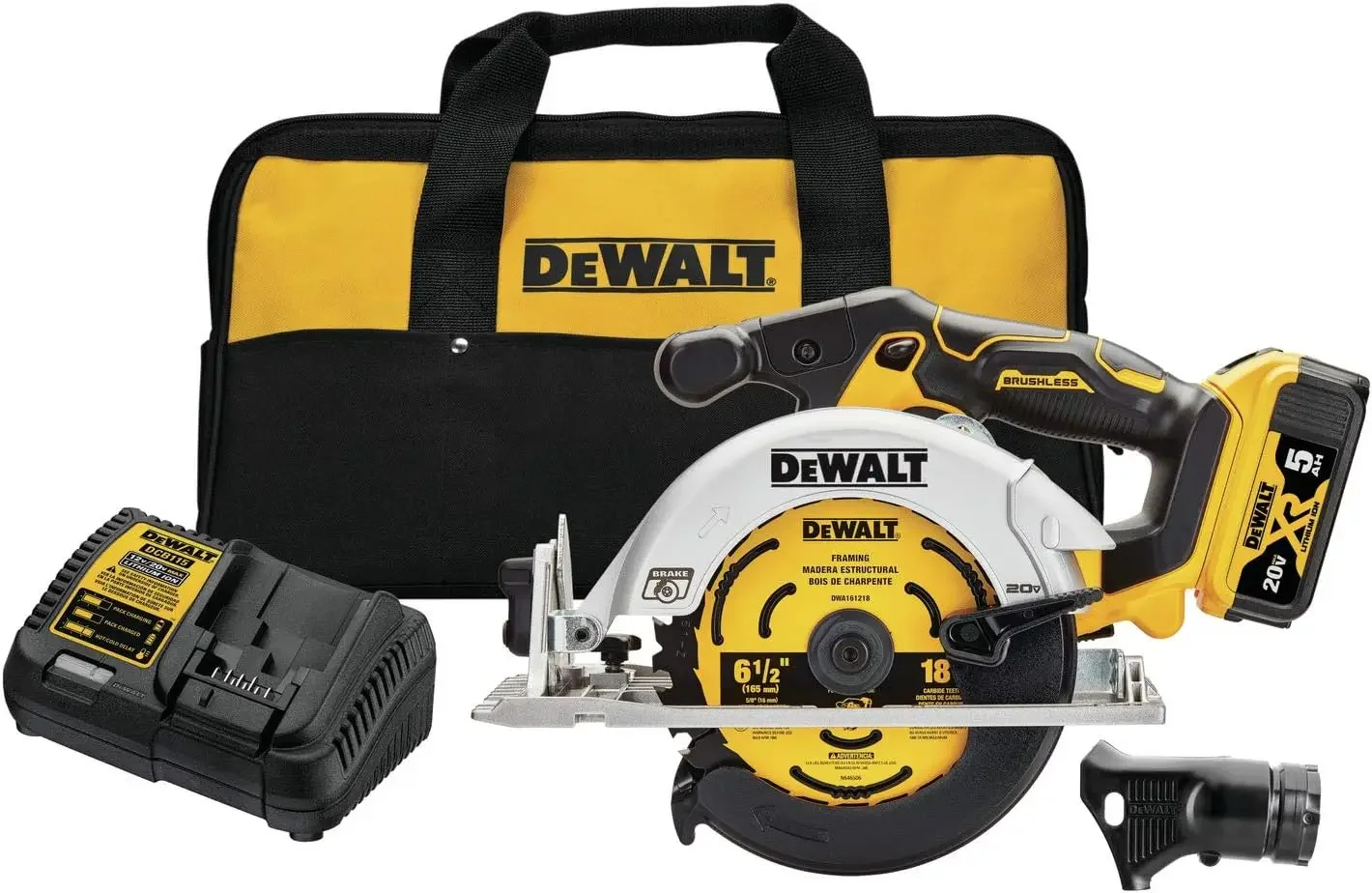 

DEWALT 20V MAX* Circular Saw, 6-1/2-Inch, Cordless Kit (DCS565P1)