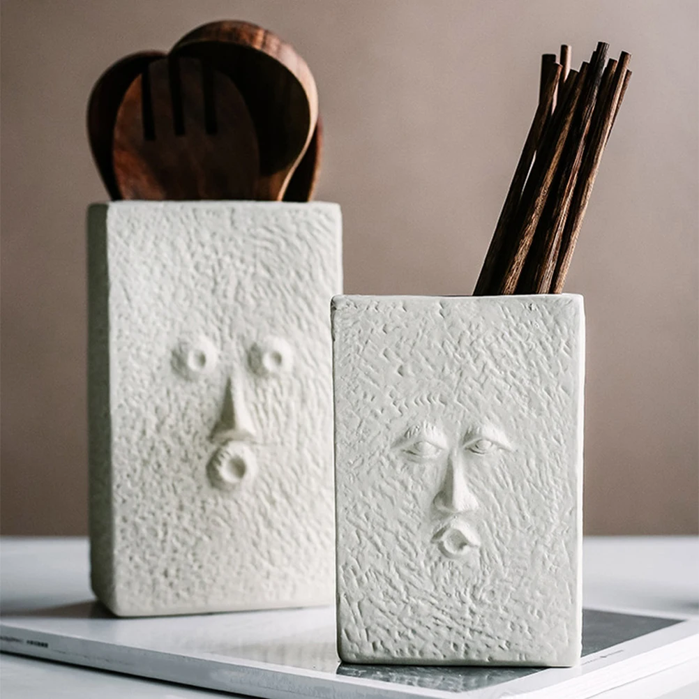 

Face Chopstick Holder Kitchen Utensil ganizer Storage Ceramic Cutlery Rack Craftsmanship Simple Appearance