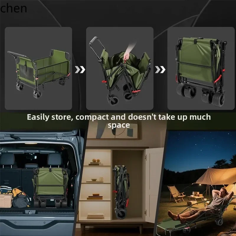 DSAoutdoor camping cart - beach reclining & pushable lounge chair - folding mini trailer