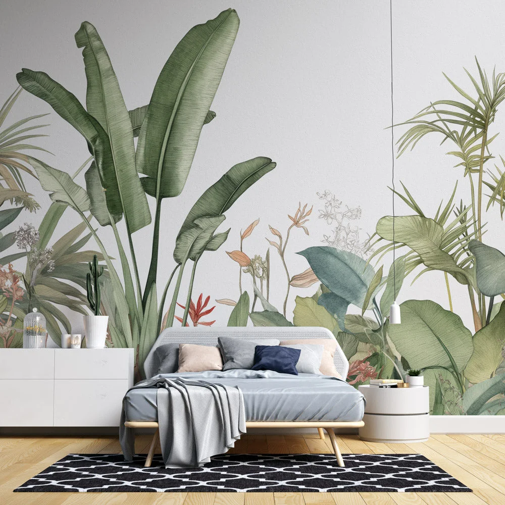 

Фрески Milofi с тропическими обоями и пышными и разноцветными растениями